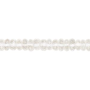 White topaz 1pkg1, hand-cut micro-faceted rondelle bead 8 inch 5x2mm-6x3mm
