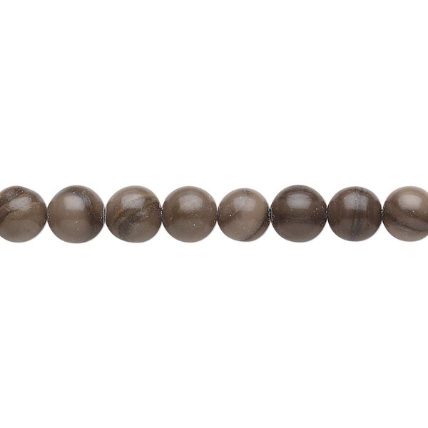 Wood grain stone (marble) 1pkg1, round bead natural 15.5-16 inch 6mm image number 0