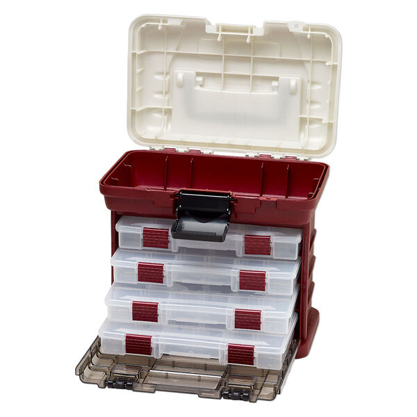 Tote, Plano®, plastic, red and silver, multiple-compartment, 10x7-1/4x11-inch box/tote. Sold individually. image number 2