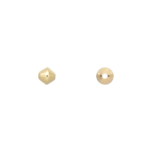 Bead, gold-plated brass, 5mm double cone. Sold per pkg of 100. image number 0