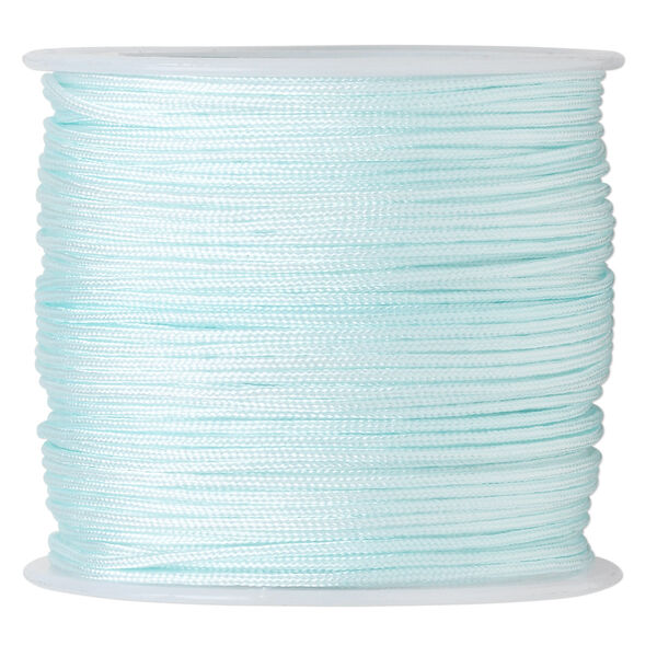 Cord, imitation silk, light blue, 1mm. Sold per 100-foot spool. image number 0