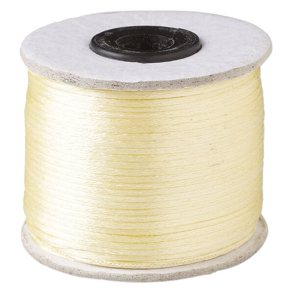 Cord, Satinique™, satin, cream, 1mm. Sold per 200-foot spool. image number 0