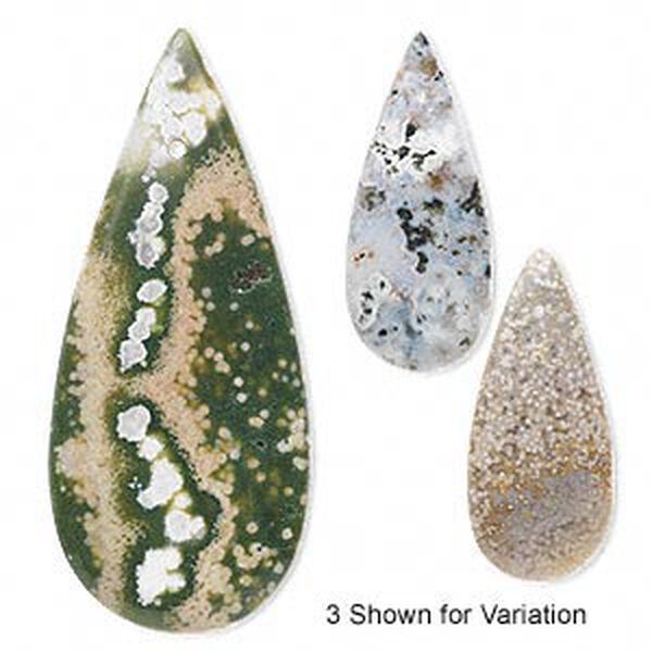 Focal, ocean jasper (natural), 46x20mm flat teardrop, B- grade, Mohs hardness 6-1/2 to 7. Sold individually. image number 0
