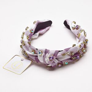 Headband, stainless steel / acrylic / glass, pkg/16 inches, gold finish and multicolored.