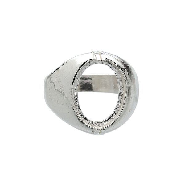 Ring, sterling silver, 16x12mm 2-prong oval setting, size 11. Sold individually. image number 0