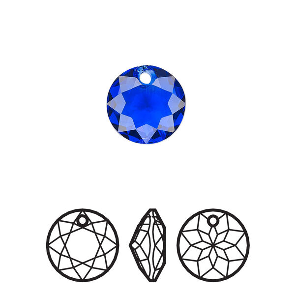 Drop 2pk majestic blue, Crystal Passions® 10mm pendant classic cut 6430 image number 0