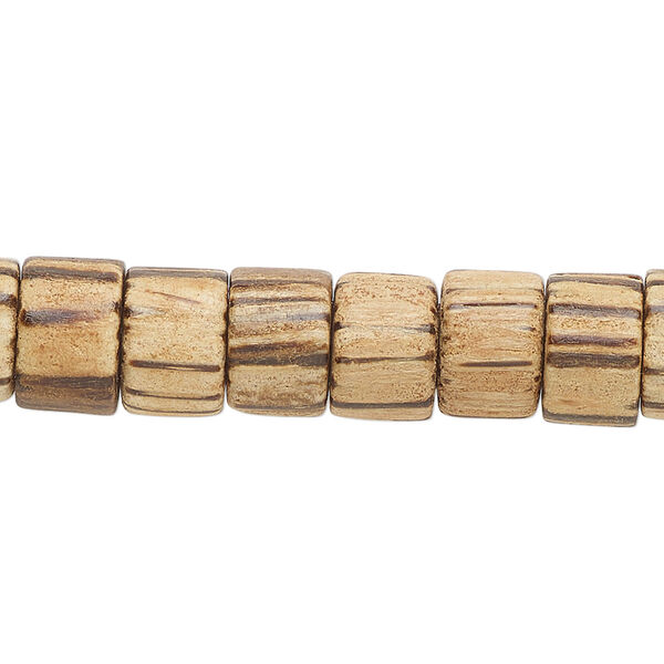 Bead, patikan wood (natural), 10x7mm heishi. Sold per 15-1/2" to 16" strand. image number 0