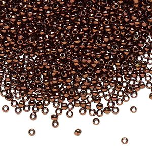 Seed bead, TOHO BEADS®, glass, pkg/250g, #11 round, opaque dark bronze (TR-11-222).