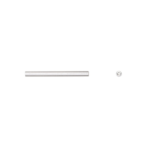 Bead, sterling silver, 19x1.5mm straight tube. Sold per 1-troy ounce pkg, approximately 120 beads. image number 0
