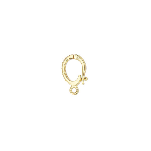 Bail, enhancer, white topaz (natural) and gold-finished sterling silver, 9x2mm hinged oval with closed loop, 6mm grip length. Sold individually. image number 1
