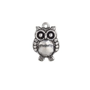 Charm, antique silver-plated "pewter" (zinc-based alloy), 19x14mm single-sided owl. Sold per pkg of 10.