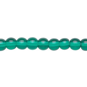 Bead, glass, malachite green, 6mm round. Sold per 36-inch strand.