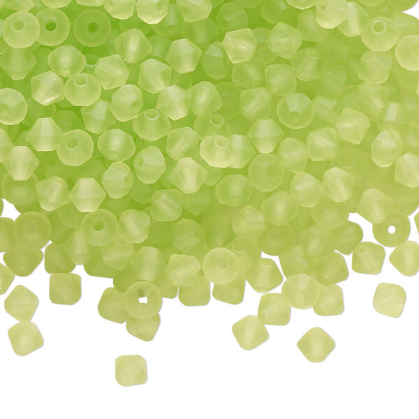 Bead 144pk limecicle matte, Preciosa Czech crystal 4mm bicone image number 0