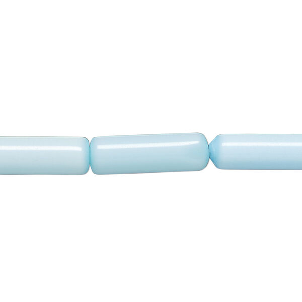 Bead, cat's eye glass (fiber optic glass), sky blue, 15x4mm-19x6mm round tube. Sold per 14-inch strand, approximately 25 beads. image number 0