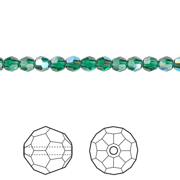 Bead 1pkg12 majestic green shimmer, Crystal Passions®, 4mm faceted round 5000 image number 0