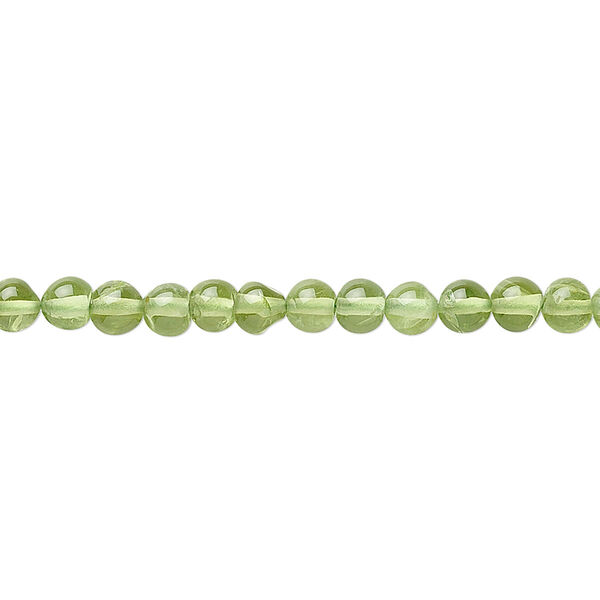 Peridot 1pkg1, hand-cut round bead natural B grade, 15.5-16 inch 3.5- 4mm image number 0
