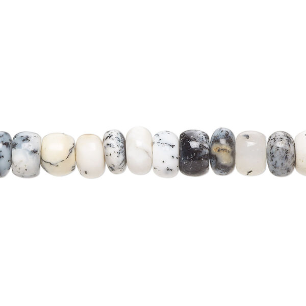 Bead, dendritic opal (natural), 7x3mm-8x6mm hand-cut rondelle with 0.4-1.4mm hole, B grade, Mohs hardness 5 to 6-1/2. Sold per 8-inch strand, approximately 45 beads. image number 0