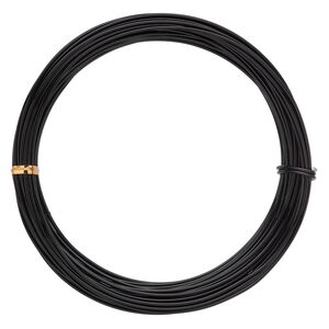 Wire, anodized aluminum, black, 1.5mm round, 14 gauge. Sold per pkg of 45 feet.
