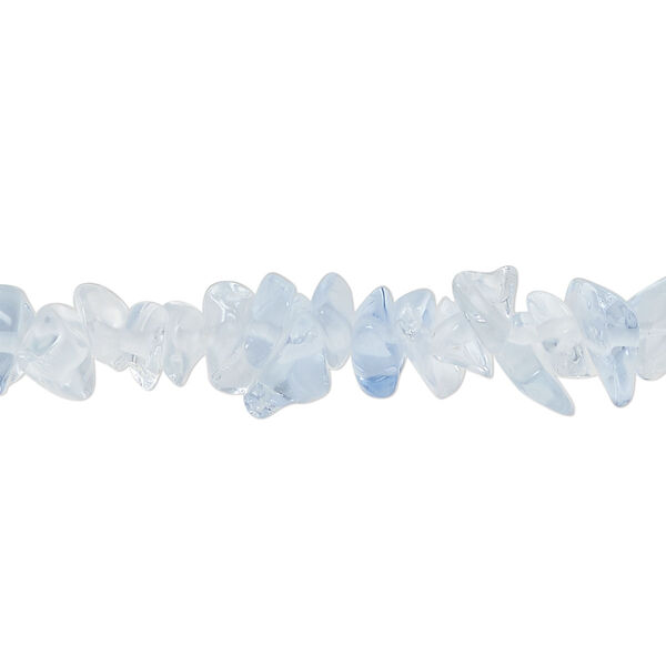 Bead, glass, translucent light blue, small to extra-large chip. Sold per 30-inch strand. image number 0
