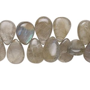 Labradorite 1pkg1, hand-cut top-drilled puffed teardrop bead natural 8 inch 11x8mm-14x10mm