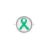 Bead, polymer clay, white / black / green, 14mm double-sided flat round with awareness ribbon. Sold per pkg of 30. image number 1