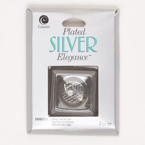 Earstud 1pkg2 silver-plated, 8mm flower / closed loop / earnuts, brass / lacquered 1 pair