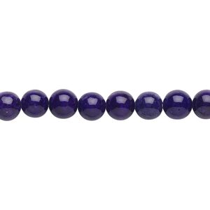 Bead, riverstone (dyed), purple, 6mm round, B grade, Mohs hardness 3-1/2. Sold per 15-1/2" to 16" strand.