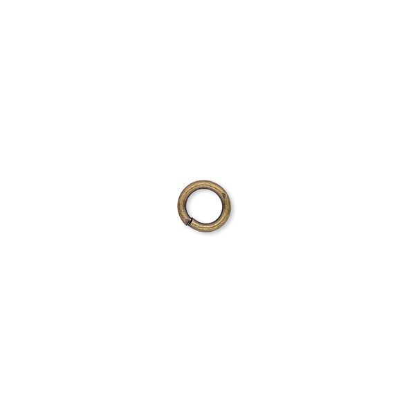 Jump ring, antique gold-plated brass, 5.5mm round, 3.5mm inside diameter, 18 gauge. Sold per pkg of 1,000. image number 0