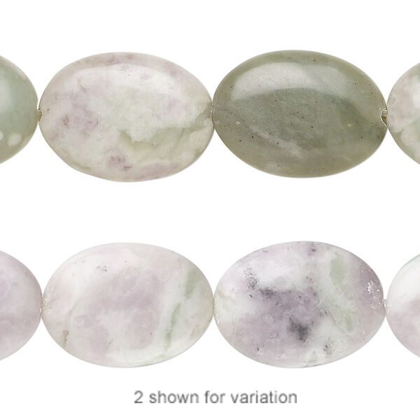 Bead, peace "jade" (serpentine and white quartz) (natural), 18x13mm oval, B grade, Mohs hardness 6 to 6-1/2. Sold per 15-1/2" to 16" strand. image number 0