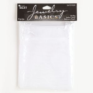 Pouch, organza, white, 5x4-inch rectangle. Sold per pkg of 8.