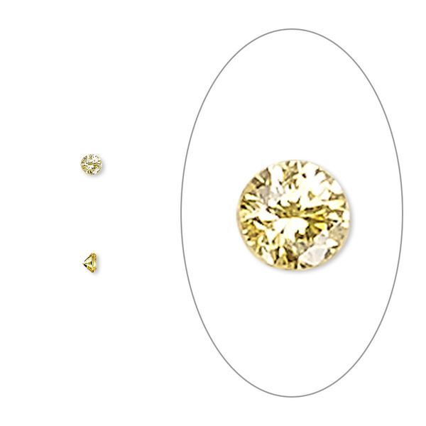 Gem, cubic zirconia, topaz gold, 2mm faceted round, Mohs hardness 8-1/2. Sold per pkg of 10. image number 0