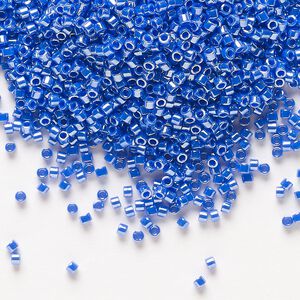Seed bead, Delica®, glass, pkg/250g, #11 round, opaque luster cyan blue (DB-1569).