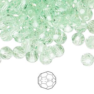 Bead 24pk chrysolite, Preciosa Czech crystal 6mm round