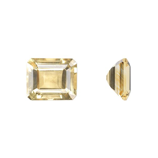Citrine 1pkg1, hand-cut faceted emerald-cut gem 12x10mm image number 0
