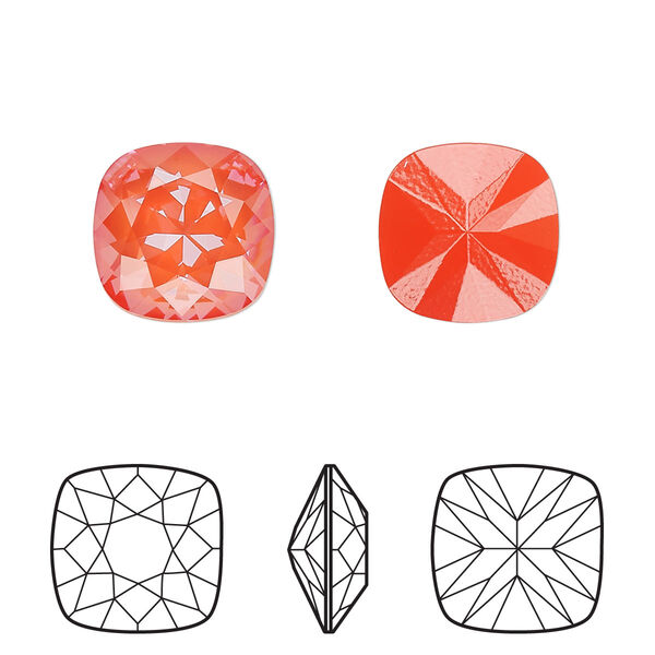 Fancy stone 1pk crystal orange ignite, Crystal Passions® 12mm cushion 4470 image number 0
