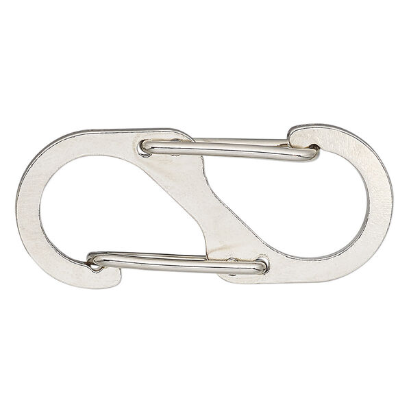 Clasp, S-biner, imitation rhodium-finished steel and "pewter" (zinc-based alloy), 41x17mm. Sold per pkg of 2. image number 0