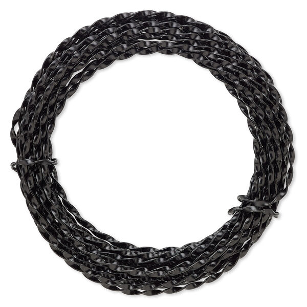 Wire, anodized aluminum, black, 3mm twisted, 16 gauge. Sold per pkg of 10 meters. image number 0