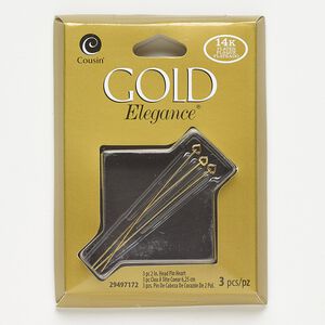 Head pin, lacquer and gold-plated copper, 2 inches with 3.5x3mm open heart, 23 gauge. Sold per pkg of 3.