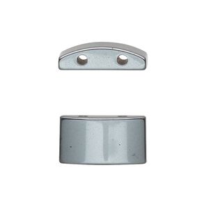 Hemalyke™ 1pkg6, 2-hole flat half round spacer bead 18x10mm