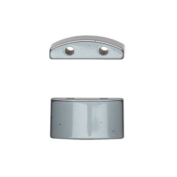 Hemalyke™ 1pkg6, 2-hole flat half round spacer bead 18x10mm image number 0