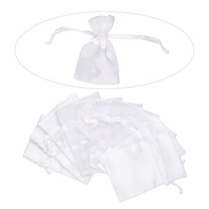 Pouch, satin, white, 4-3/4 x 3-1/2 inches with drawstring closure. Sold per pkg of 10.