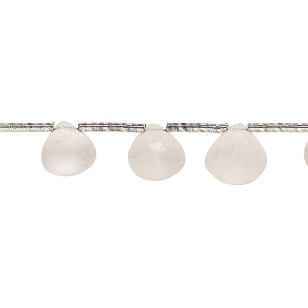 Rose quartz 1pkg16, hand-cut top-drilled faceted puffed teardrop bead natural 6-9mm image number 0
