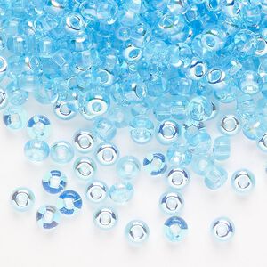 Seed bead 1pkg1 glass #6 round, translucent aqua AB