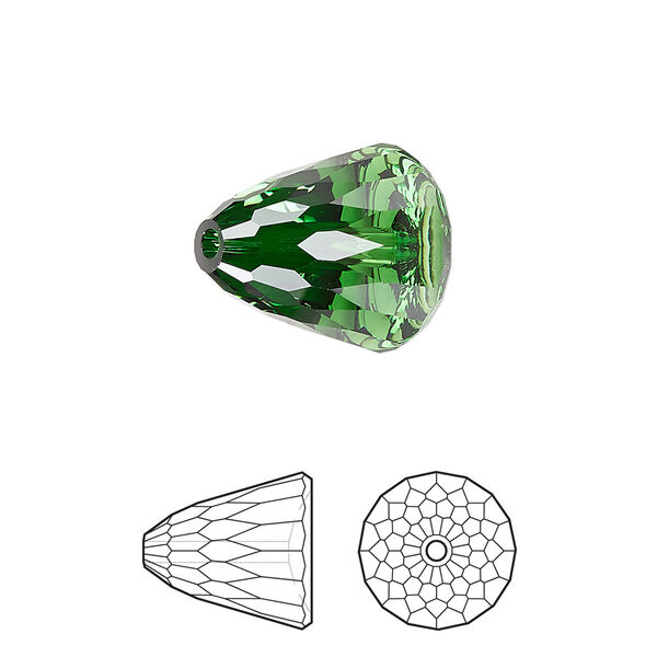 Bead 1pk dark moss green, Crystal Passions® 15x13.5mm dome large 5541 image number 0