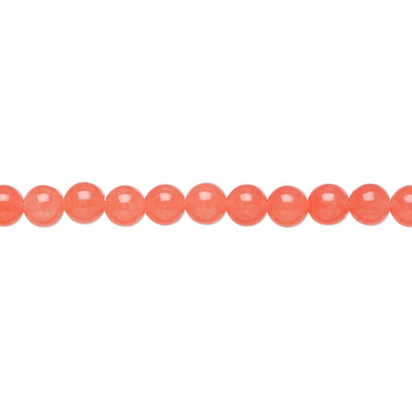 Bead, Malaysia "jade" (quartz) (dyed), watermelon, 4mm round, B grade, Mohs hardness 7. Sold per 15-1/2" to 16" strand. image number 0