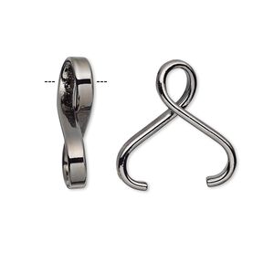 Bail, ice-pick pendant, gunmetal-plated brass, 21x6mm with 11mm grip length. Sold individually.