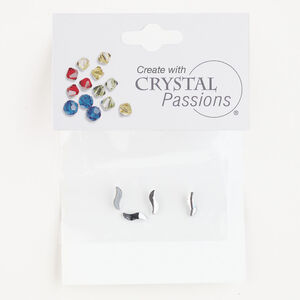 Flat back 1pkg4 crystal clear foil back, Crystal Passions&reg; rhinestone 8x2.5mm hotfix wave 2788