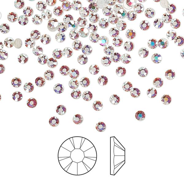 Flat back 144pk crystal AB foil back, Preciosa MAXIMA Czech crystal hotfix rhinestone 2.3-2.5mm chaton rose round SS8 image number 0
