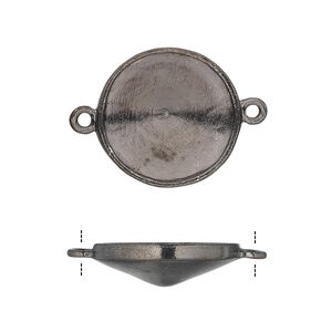 Link, Almost Instant Jewelry®, gunmetal-plated pewter (tin-based alloy), 21mm round with 18mm rivoli setting. Sold individually.