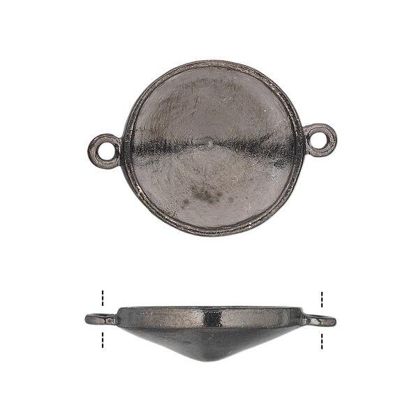 Link, Almost Instant Jewelry®, gunmetal-plated pewter (tin-based alloy), 21mm round with 18mm rivoli setting. Sold individually. image number 0